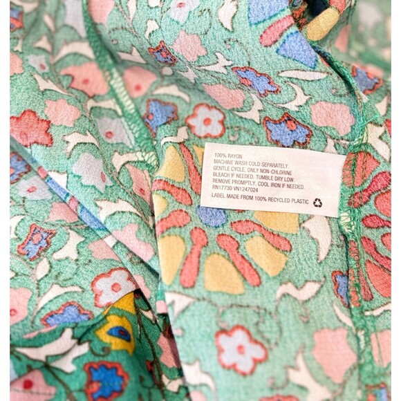 Rhode Womens Dress Green Zinnia Floral Mini Surplice V Neck A Line Boho Size 8 - Picture 7 of 8